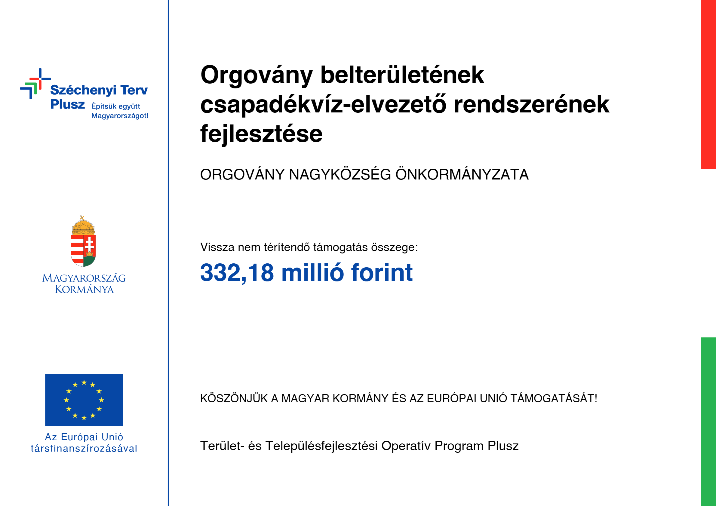 Orgovány belterületének csapadékvíz-elvezető rendszerének fejlesztése